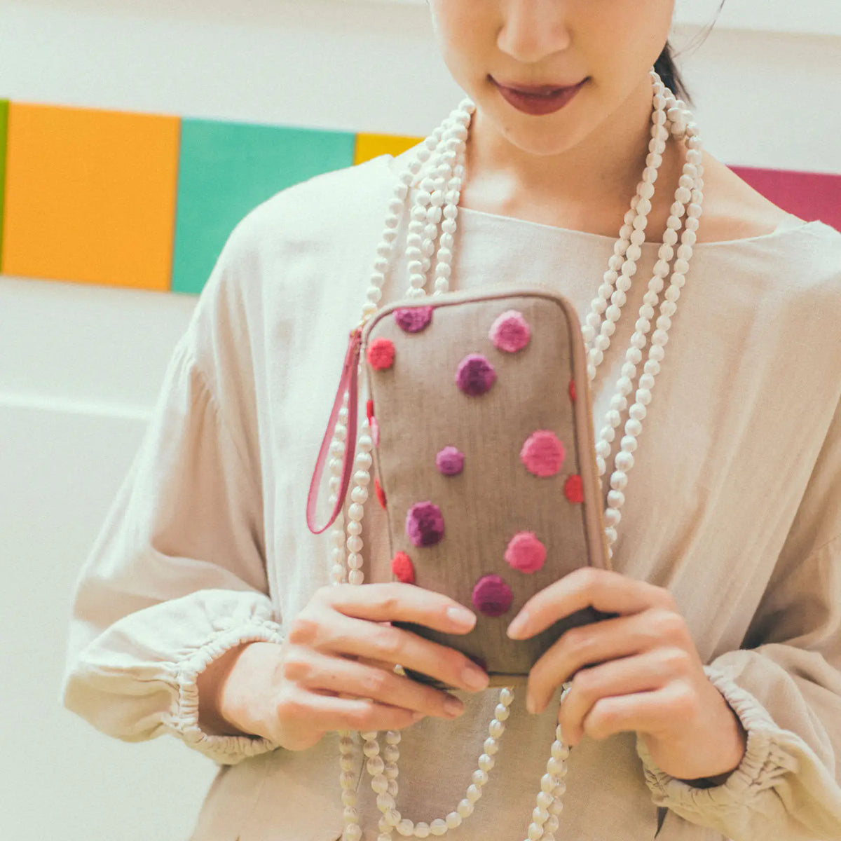 Organizador Koyaguchi Pile Fabric — Rosa Brillante — Bolso Pequeño con Cajón — foto 1