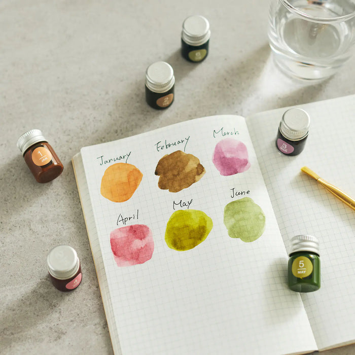 Papelería y accesorios Kakimori x TSUKI no IRO — Conjunto de botellas de tinta miniatura — — foto 2