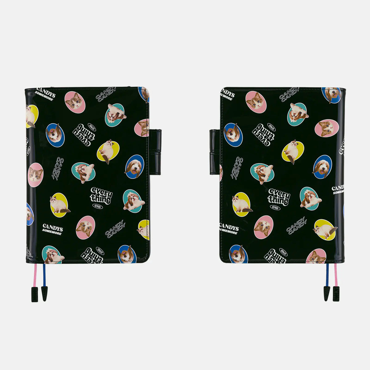 Cubierta para agenda Candy Stripper — Random Dog & Cat (Black) — A5 Cousin Size — foto 5