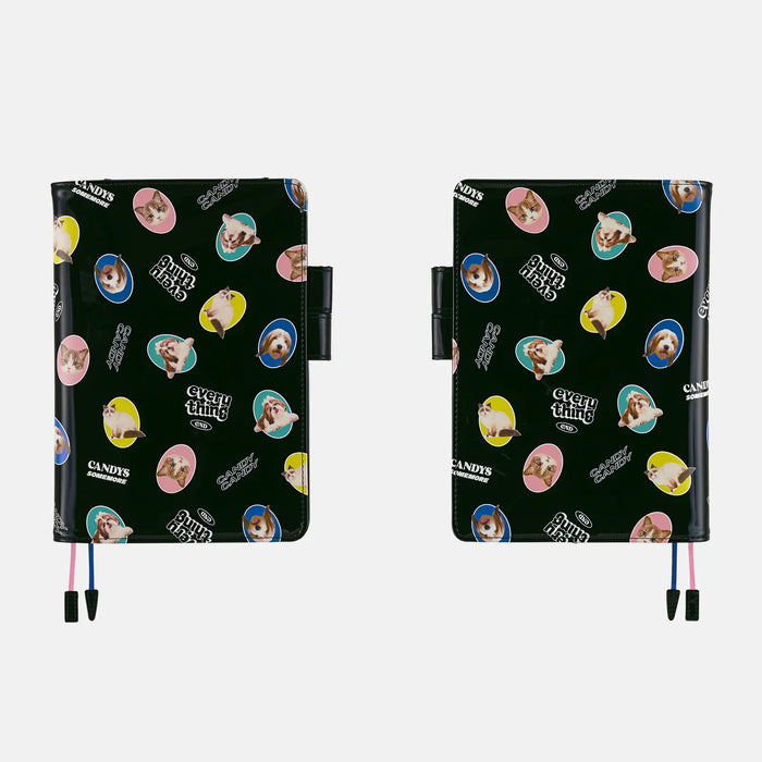 Cubierta para agenda Candy Stripper — Random Dog & Cat (Black) — A5 Cousin Size — foto 5