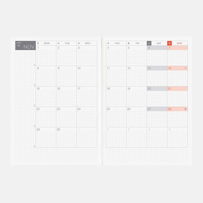 Agenda Hobonichi Techo 2027 English Cousin Book — Tamaño A5 / Diaria / Inicio en enero / Inicio en lunes — foto 2