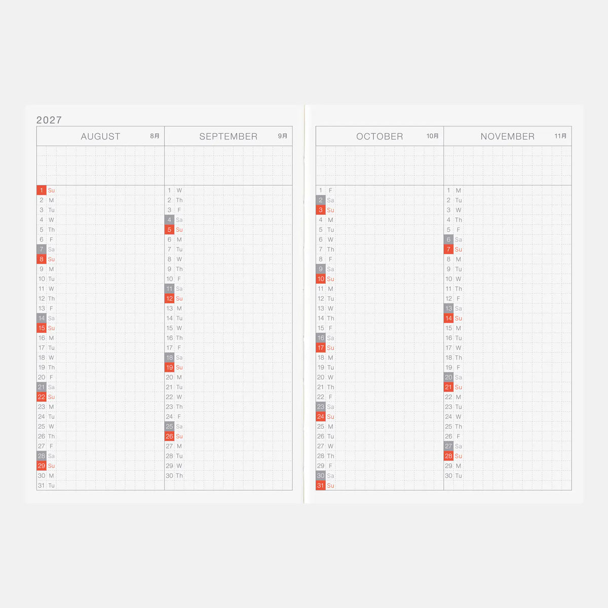 Agenda Hobonichi Techo 2027 Inglés Libro Original — Tamaño A6 / Diario / Inicio en enero / Semana desde lunes — foto 5