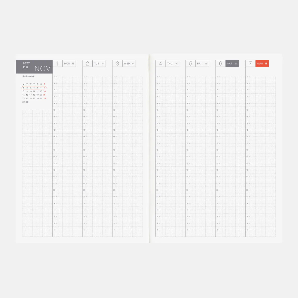 Agenda Hobonichi Techo 2027 English Cousin Book — Tamaño A5 / Diaria / Inicio en enero / Inicio en lunes — foto 5